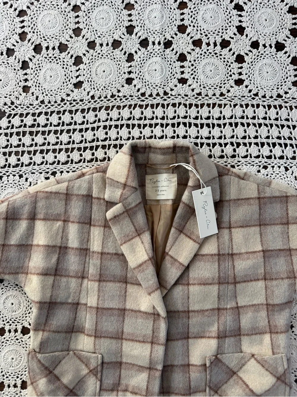 NWT Rylee & Cru Rustic Plaid Longline Coat Girls 2-3Y